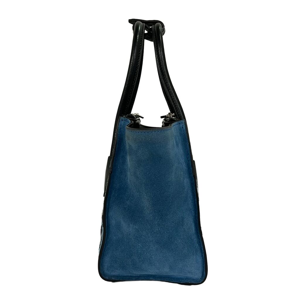 Prada Tote Bag Light Blue Black Multi Unborn Calf Suede Leather - Picture 2 of 13